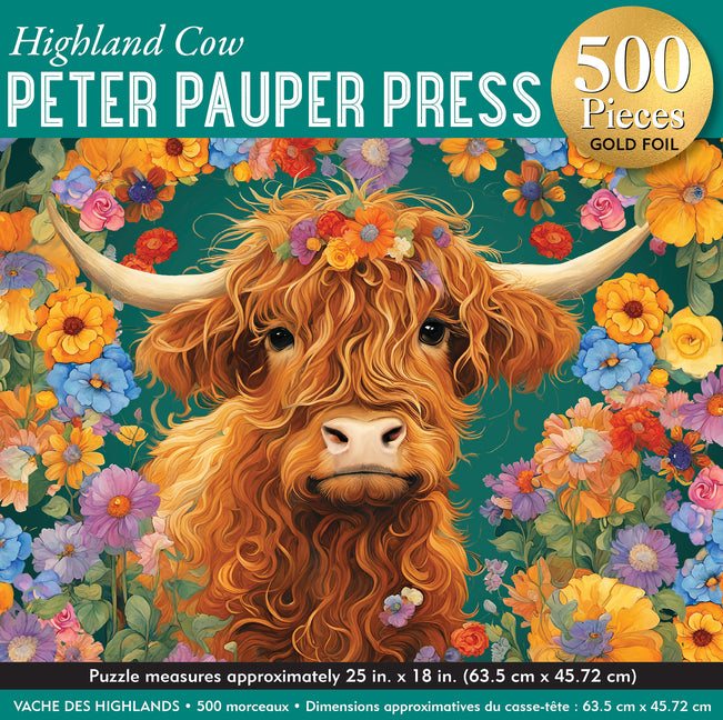 Highland Cow 500-Piece Jigsaw Puzzle (Gold Foil Highlights)