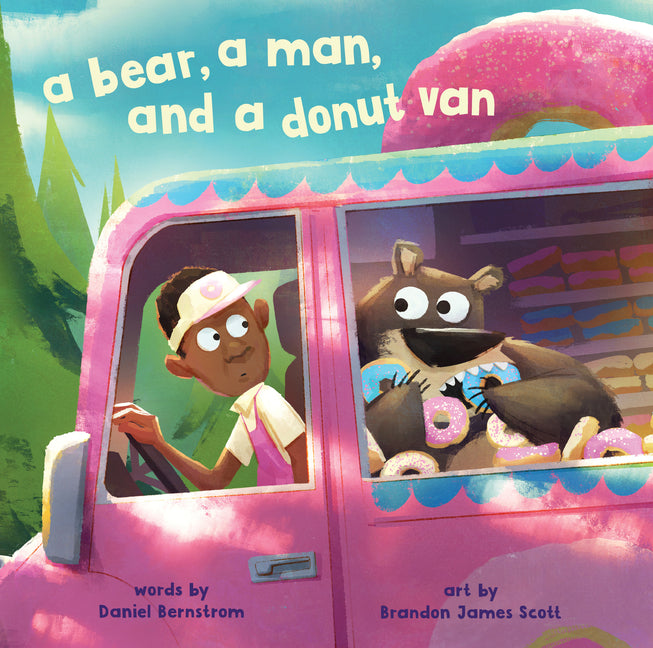 Bear, a Man, and a Donut Van