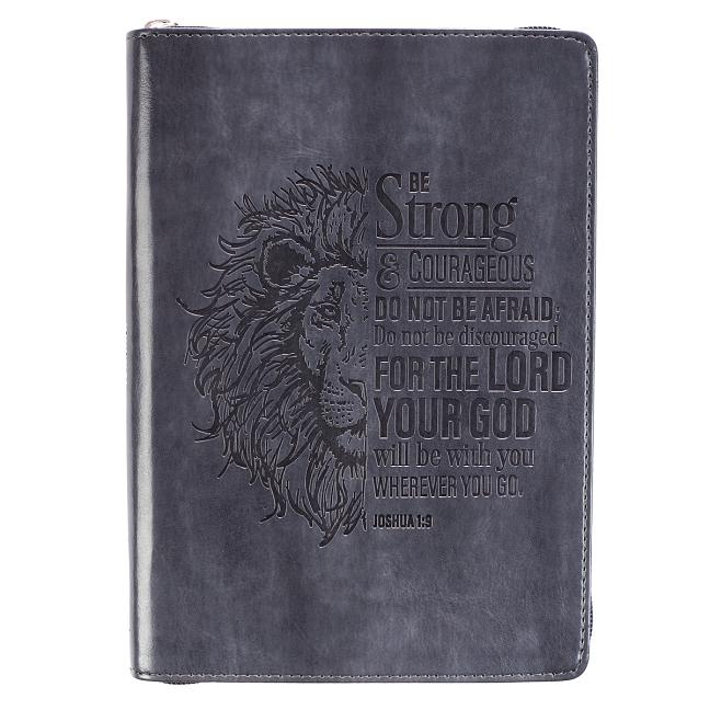 Strong  & Courageous Classic Lux-Leather Zip Journal