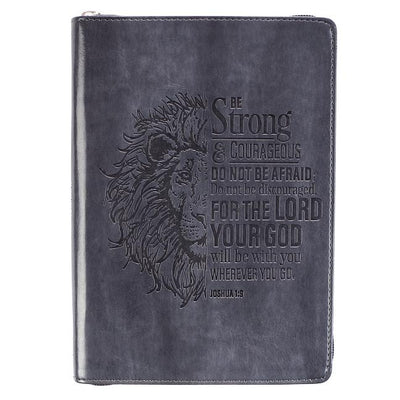 Strong  & Courageous Classic Lux-Leather Zip Journal
