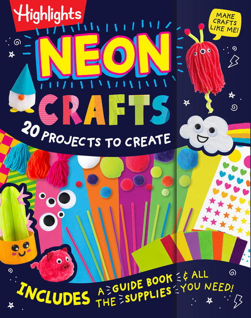 Neon Crafts: 20 Projects to Create for Kids Ages 4-8 with Included Craft Supplies, Reusable Magnetic Storage Drawer and Zero Prep for Parents